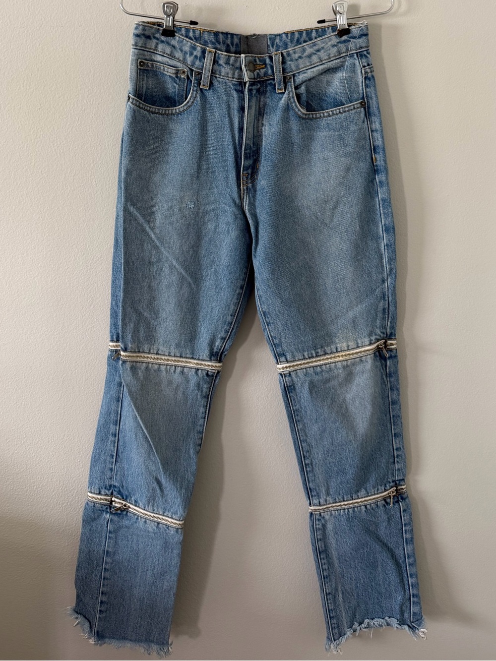 Carmar Medium Blue Straight-Leg Zip-Panel Jeans
